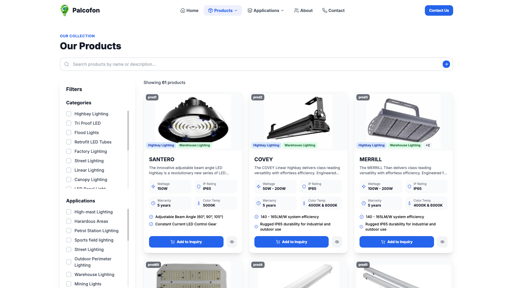 Palcofon Lighting Website